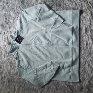 Ava & Viv Women Mint Green Full Zip Mock Neck Fuzzy Fleece Pullover Sweater